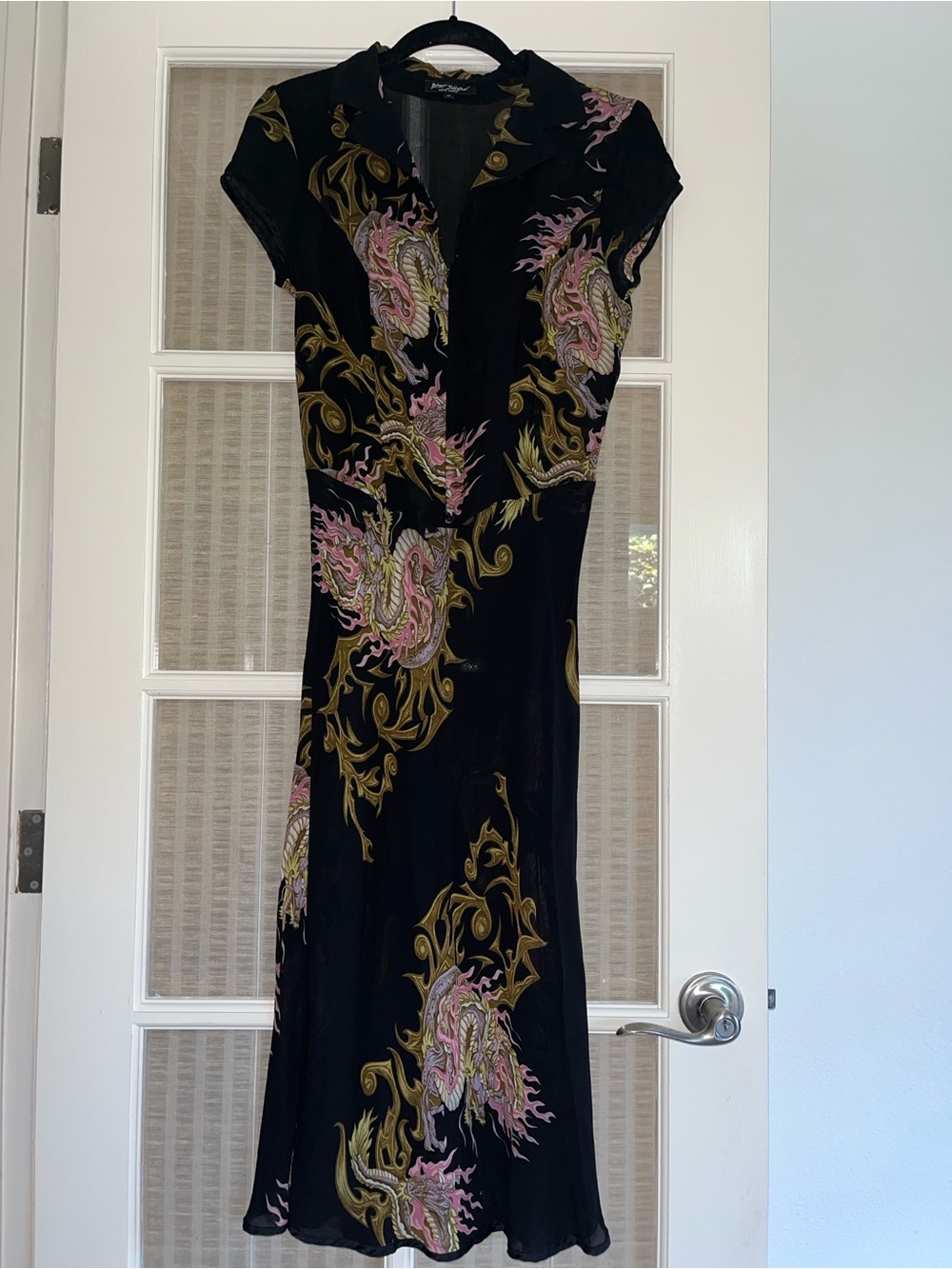 Betsey Johnson Black Sheer Dragon Print Dress